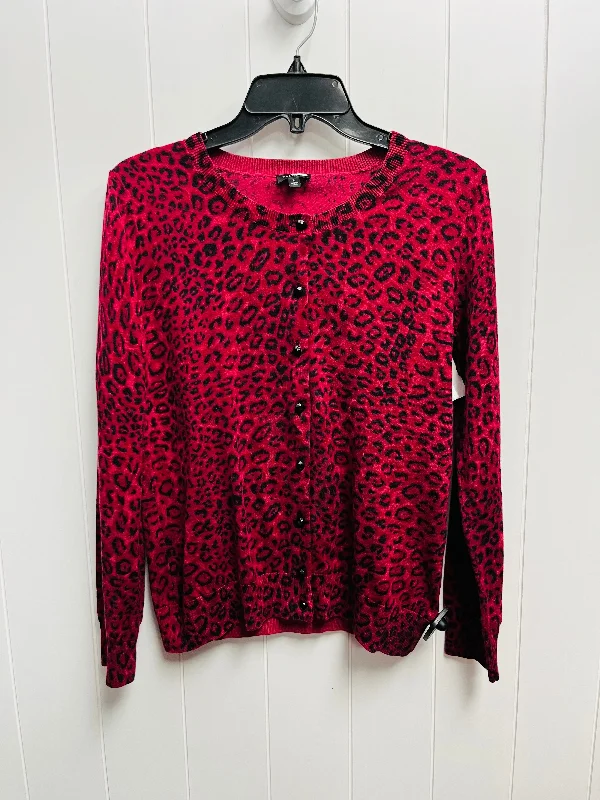 Sweater Cardigan By Talbots In Black & Red, Size: L