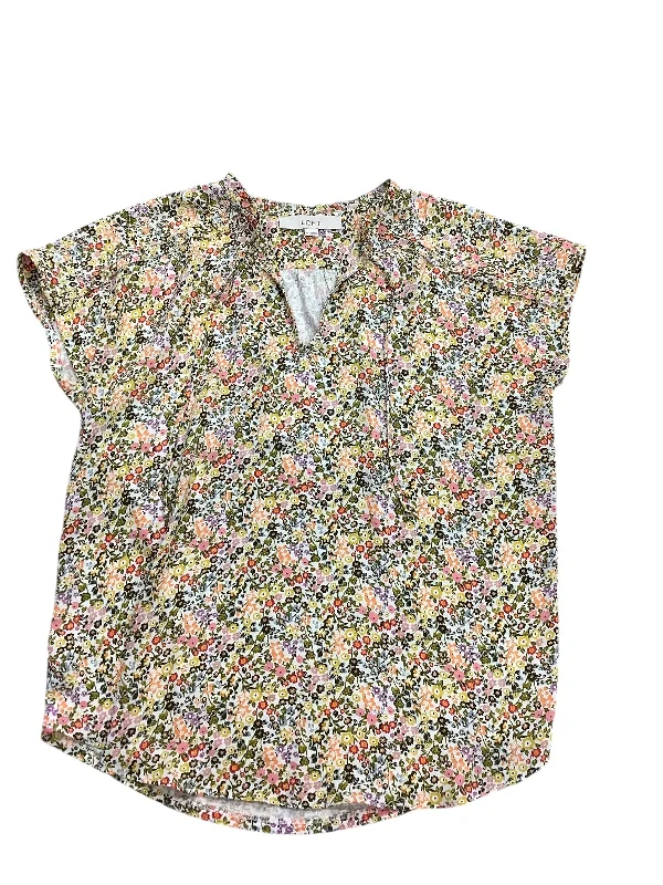 Top Short Sleeve By Loft In Floral Print, Size: Xs