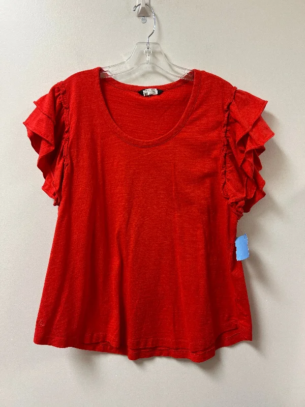 Top Short Sleeve By Lauren By Ralph Lauren In Red, Size: L