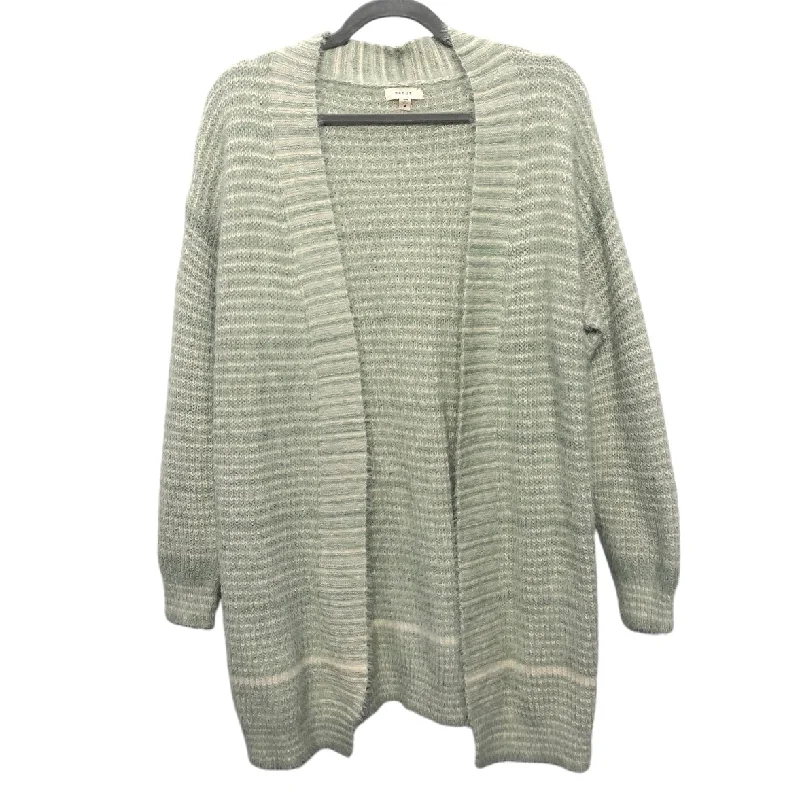 Sweater Cardigan By Debut In Cream & Green, Size: M