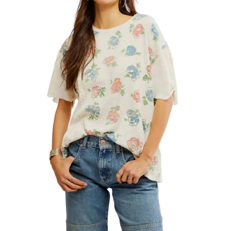 Nina Boheme Printed Tee In Ivory Combo