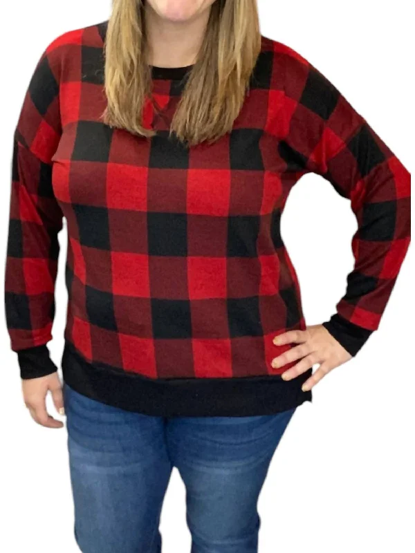 Plaid Weekender Tee In Red