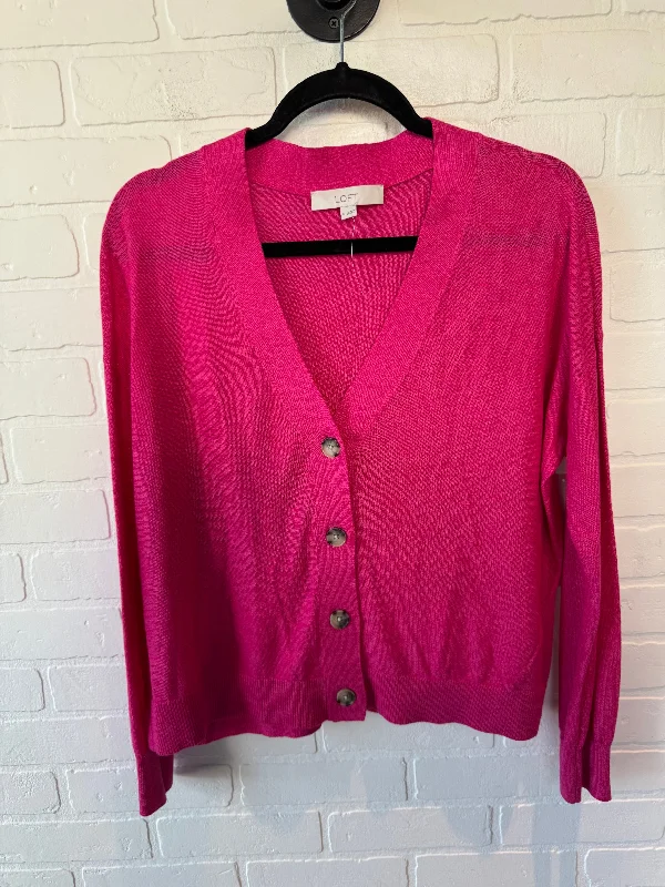 Sweater Cardigan By Loft In Pink, Size: M