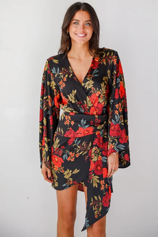 FINAL SALE - Luxurious Statement Black Floral Mini Dress