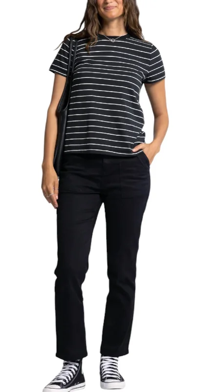 Asher Tee Top In Black/white Stripe