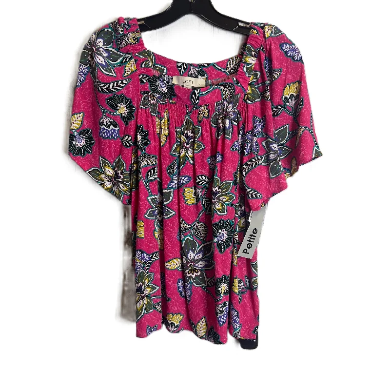 Top Short Sleeve By Loft In Pink, Size: Petite  M