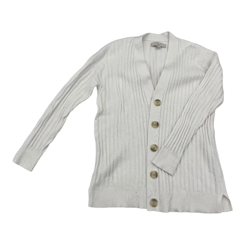 Sweater Cardigan By Loft In White, Size:M