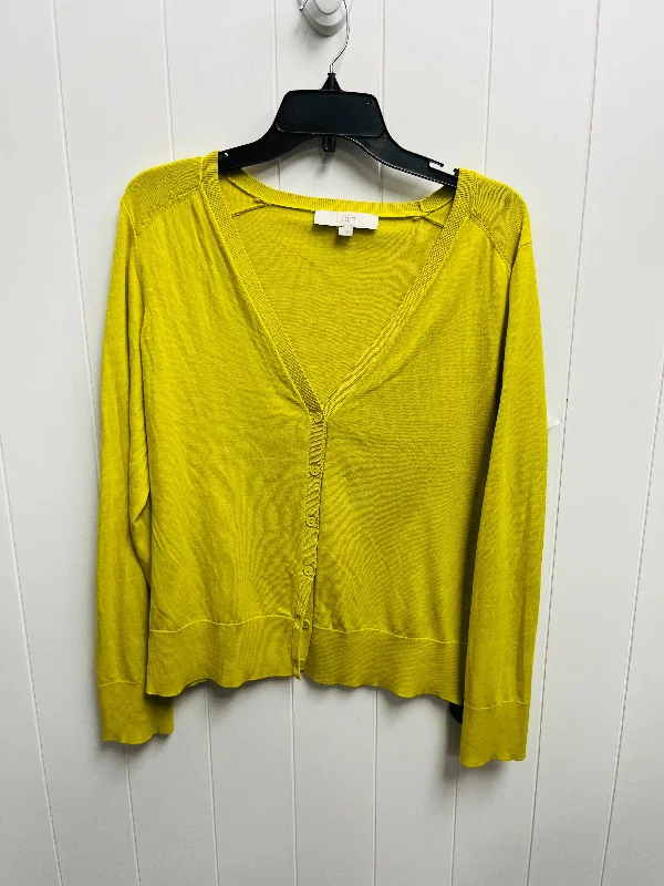 Sweater Cardigan By Loft In Green, Size: L