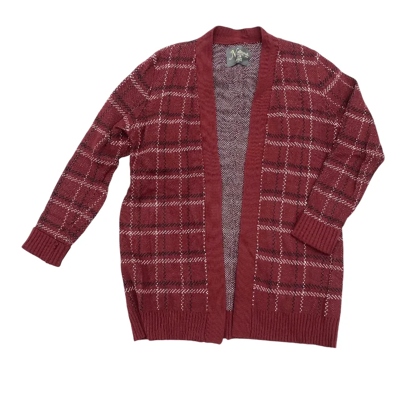 Sweater Cardigan By Natural Reflections In Red, Size:L