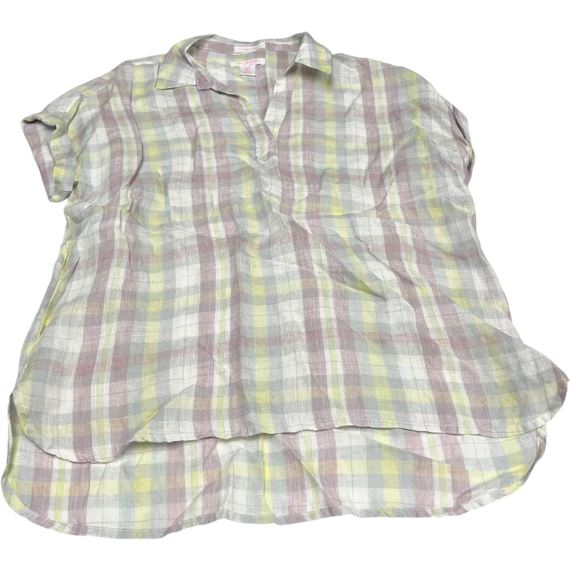 Tunic Short Sleeve By Isaac Mizrahi In Plaid Pattern, Size: S