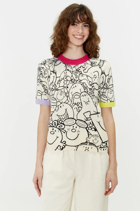 Cream Wool-Cashmere Mr. Men Little Miss Tee