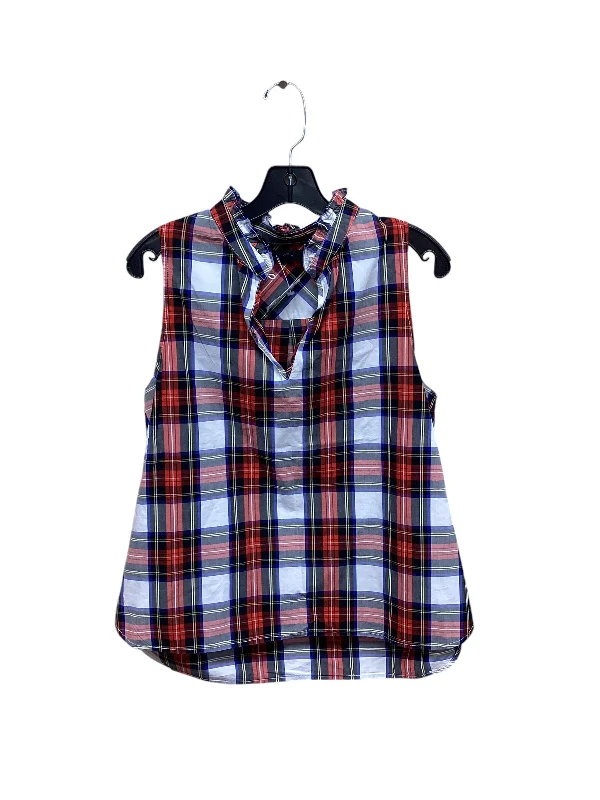 Top Sleeveless By J. Crew In Plaid Pattern, Size: M