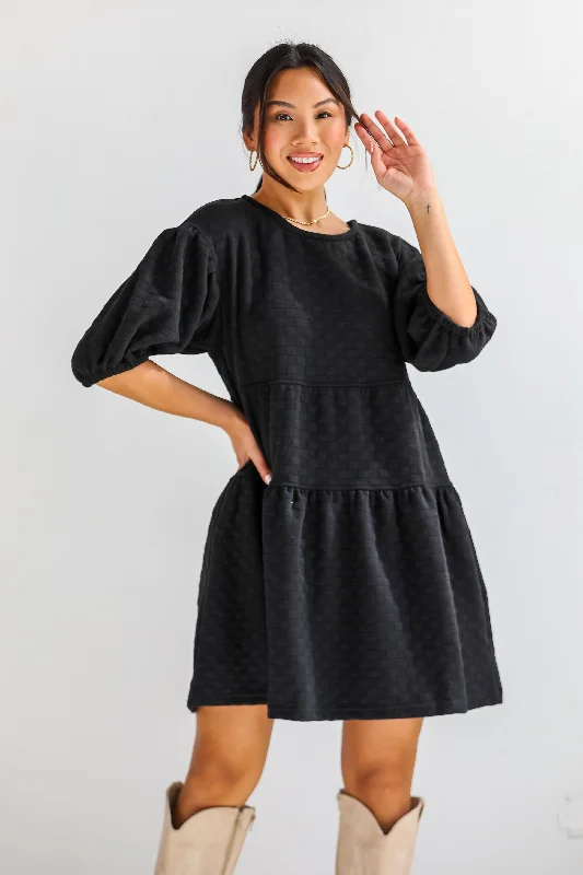 Curated Crush Black Tiered Mini Dress