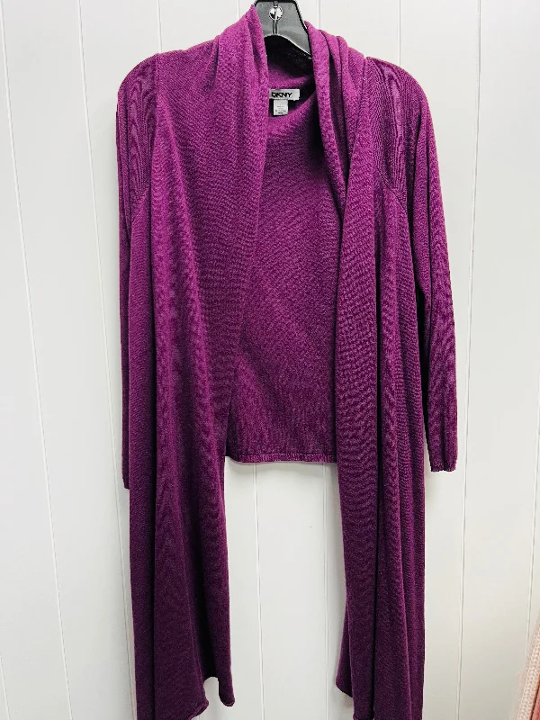 Sweater Cardigan By Dkny O In Purple, Size: S