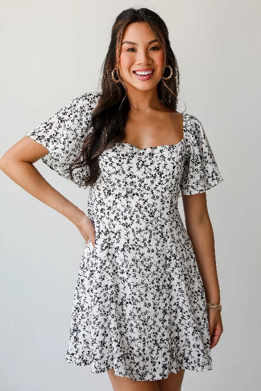 FINAL SALE - Effortlessly Lovely Ivory Floral Mini Dress