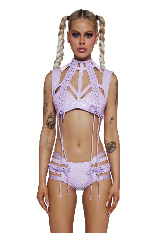 Rude Awakening Harness Bra Top - Purple