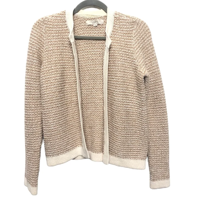 Sweater Cardigan By Loft In Brown & Cream, Size: Xs