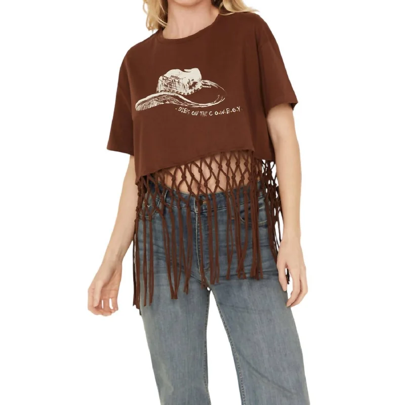 Dibs On The Cowboy Tee In Choco Brown