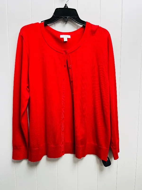 Sweater Cardigan By Charter Club O In Red, Size: Xl