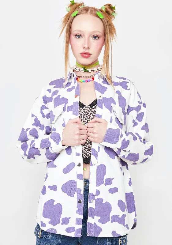 Grape Cow Denim Shirt