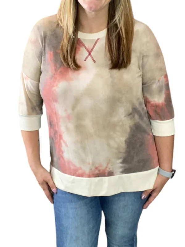 Acid Wash Weekender Tee In Taupe