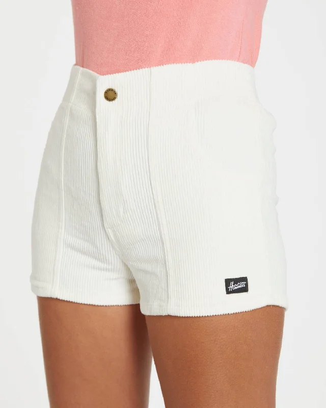 Women's Retro Corduroy Shorts In White