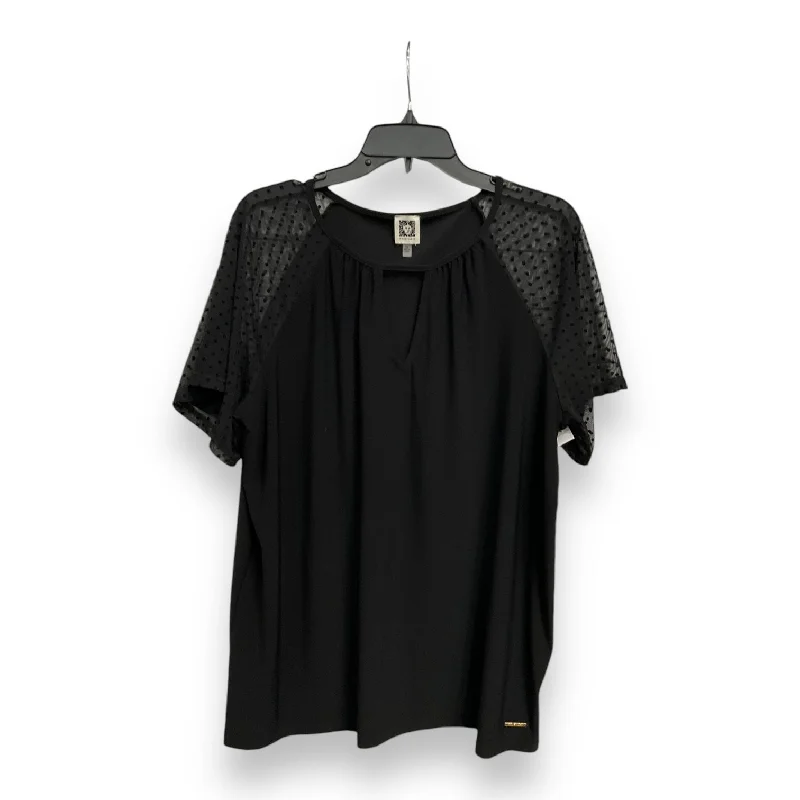 Top Short Sleeve By Anne Klein In Black, Size: 2x