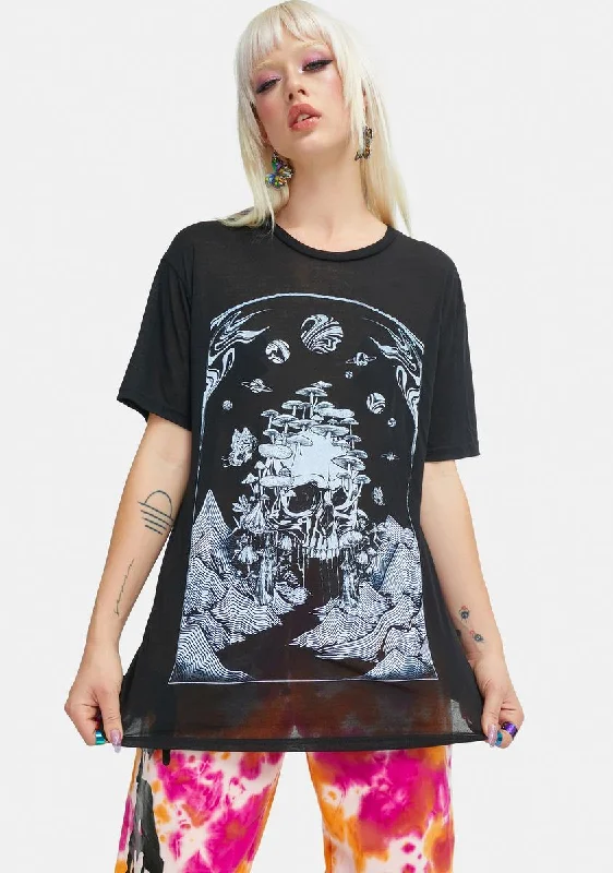 Feeling Right Mushroom Distressed Tee