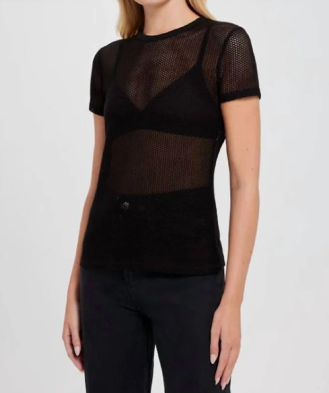 Whitney Fishnet Tee In Black