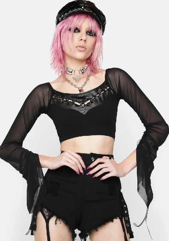 Gothic Cut Out Slash Neck Tee