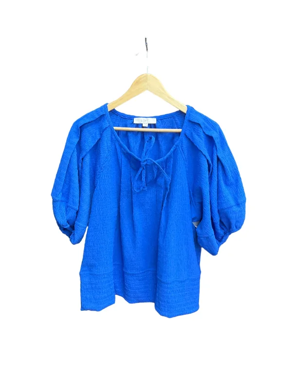 Top Short Sleeve By Loft In Blue, Size: L