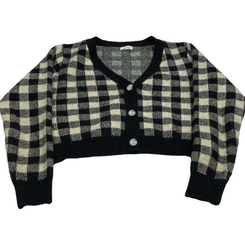 Sweater Cardigan By Debut In Black & Cream, Size: M