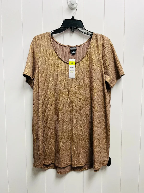 Top Short Sleeve By Agnes & Dora In Gold, Size: Xxl