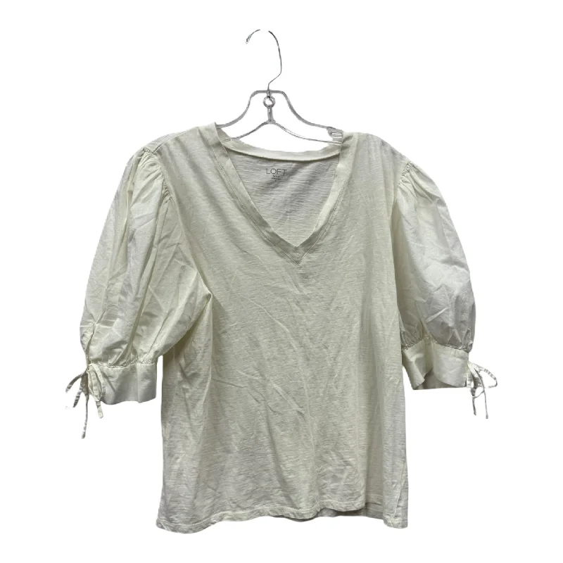 Top Short Sleeve By Loft In Cream, Size: L