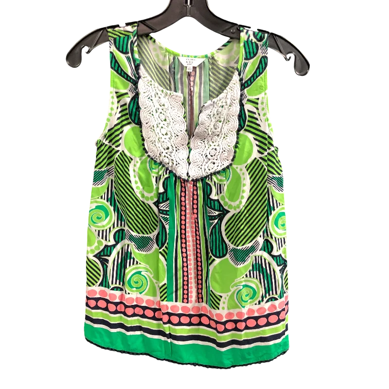 Top Sleeveless By Crown And Ivy In Green & Pink, Size: S