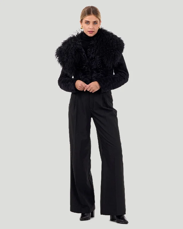 Clothes For Woman Select Lamb Bolero with Floral Embroidery