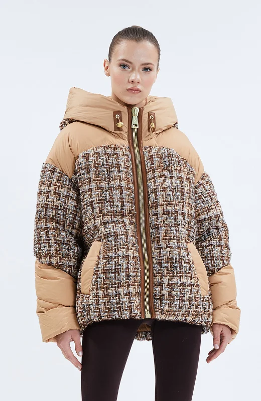 Relaxed Fit Women's Fashion Nicole Benisti Womens Matignon Tweed Jules Puffer Jacket