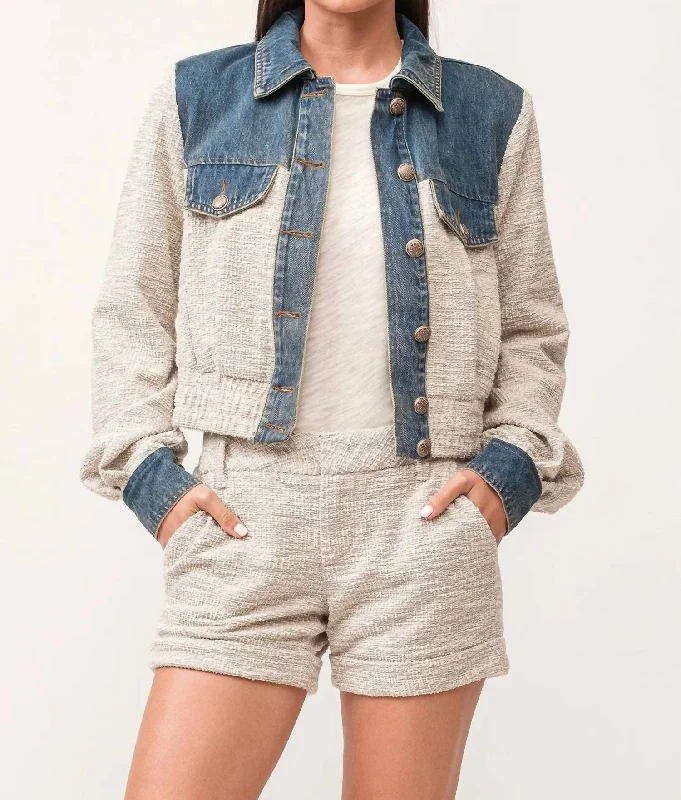 Women's Effortless Casual Outfit Chelsee Denim Contrast Jacket In Confetti