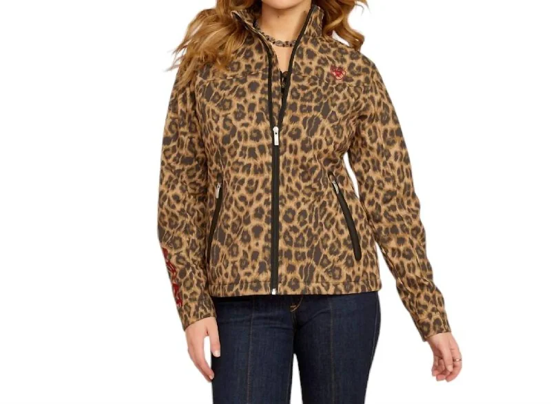 Women's Resort Apparel New Team Softshell Print Jacket In Lila Leopard