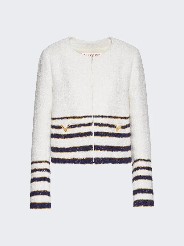 Vintage Clothing For Women Embellished Striped BouclÃ Jacket