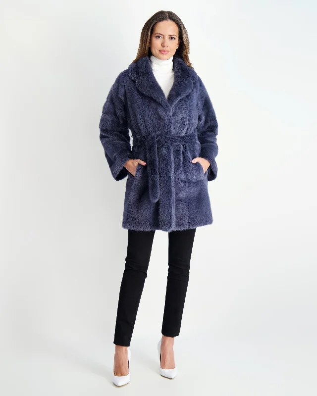 Women's Evening Outfit Mink Jacket with Belt