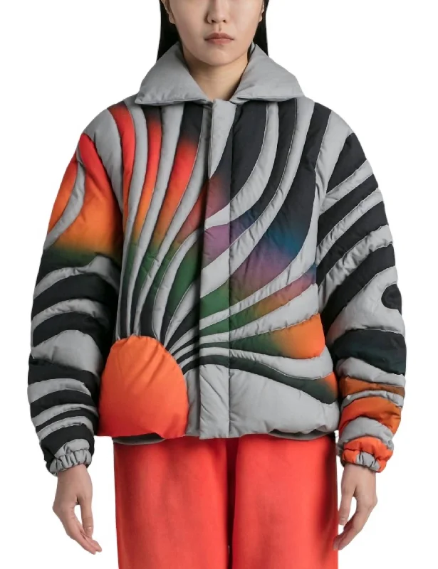 Women's Office Attire Pre-Loved Sunset Puffer Jacket In Grey And Orange