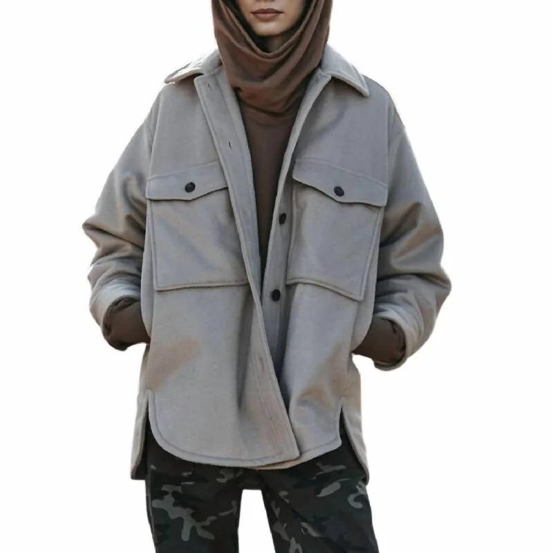 Sophisticated Style Ariana Wool Shirt Jacket In Khaki