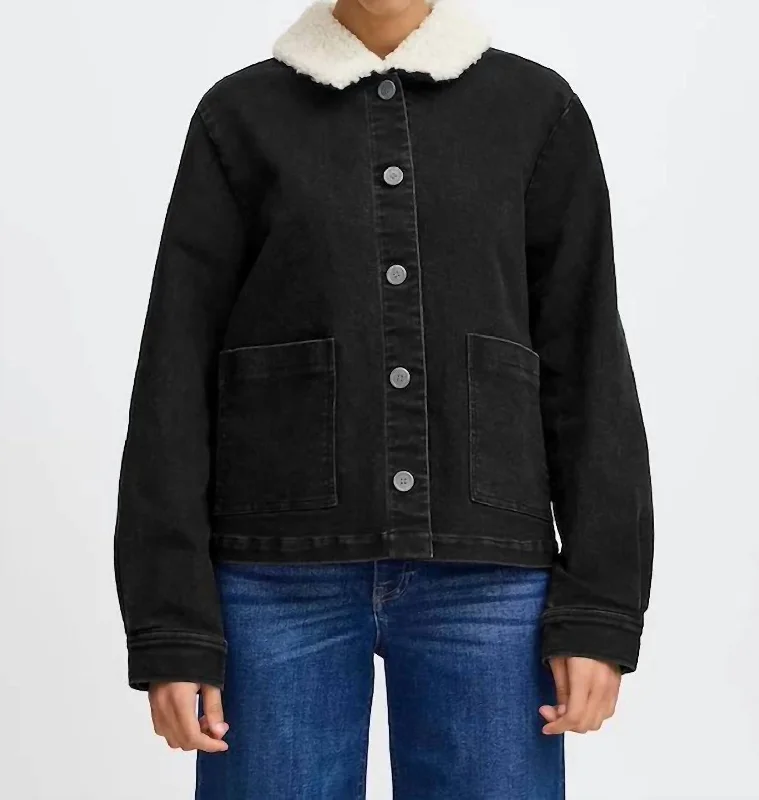 Fashion-forward Women's Clothing Ihjeananne Jacket In Washed Black