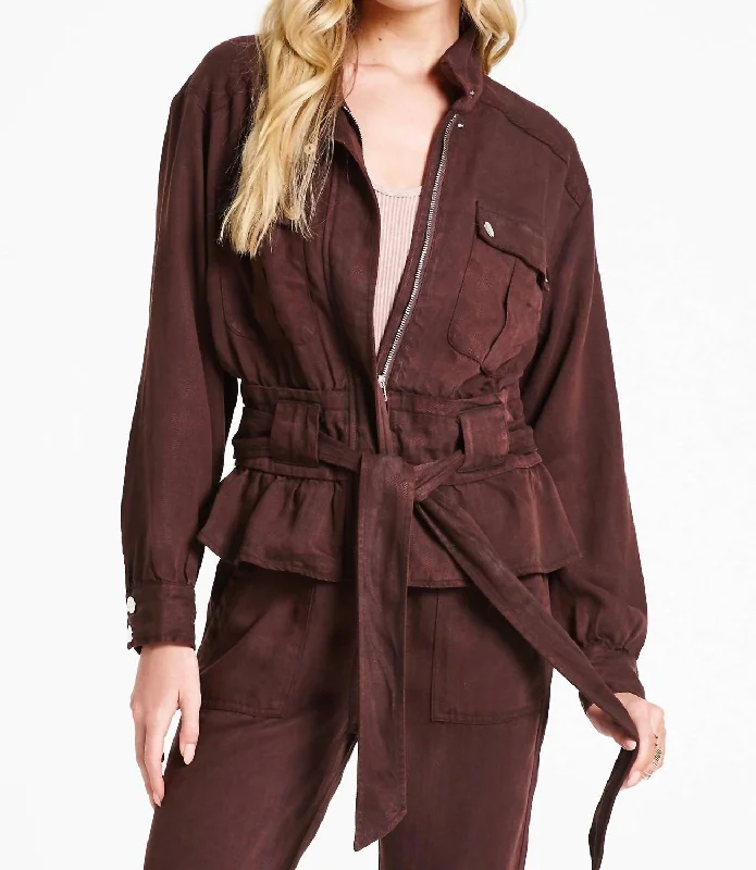 Affordable Fashion Clothing For Women Austin Dropped Shoulders Jacket In Dark Oak