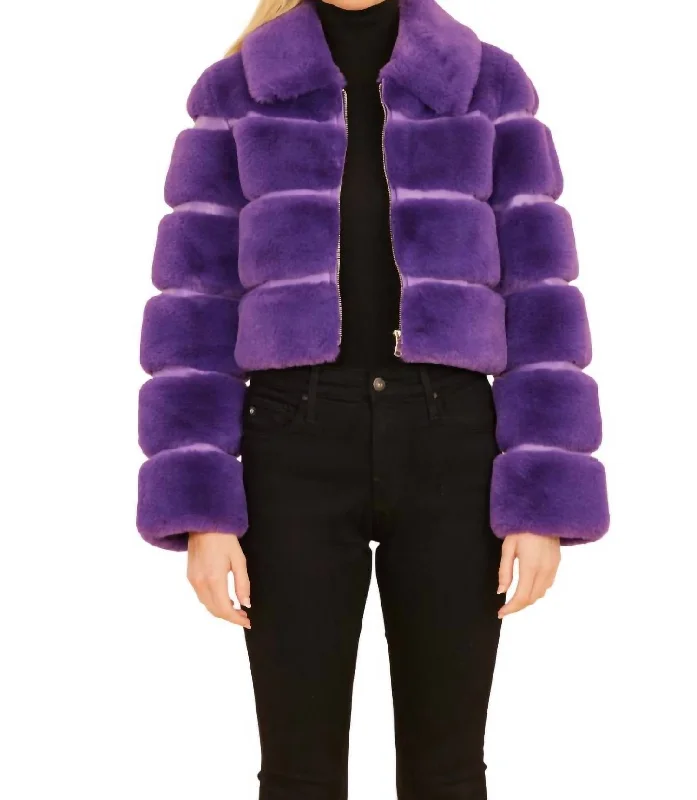 Women's Contemporary Apparel Paneled Cropped Jacket In Purple