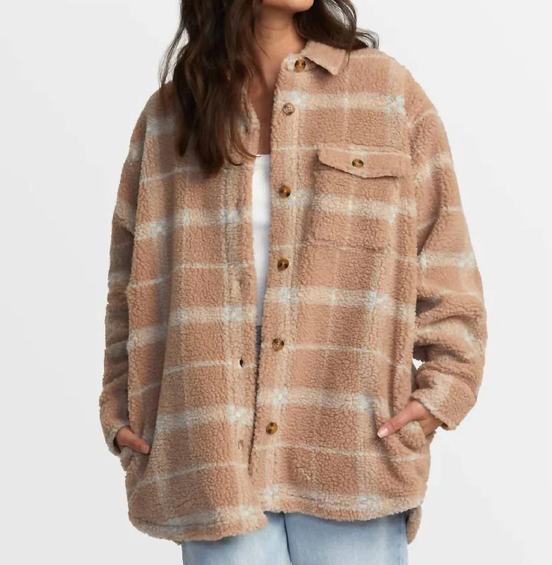 Casual Women's Clothing Birdie Shacket Flannel Jacket In Cka0-Warm Taupe