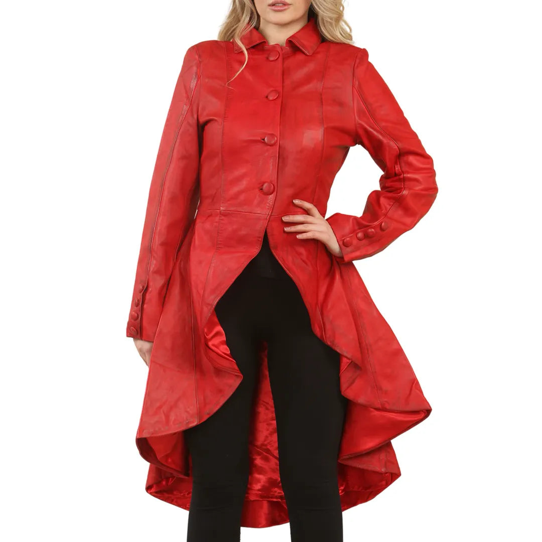 Women's Transitional Outfit Gothic Full Length Victorian Leather Coat