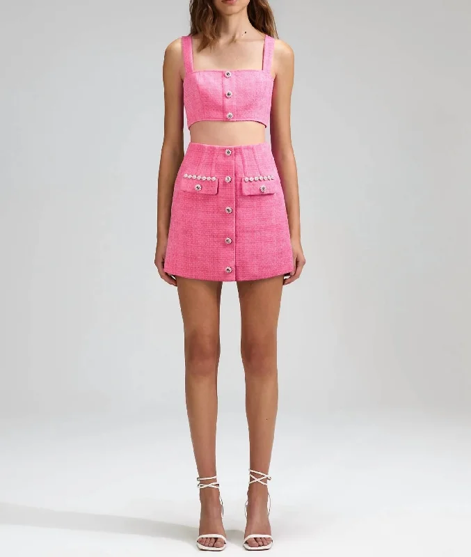 Boucle Mini Skirt In Pink