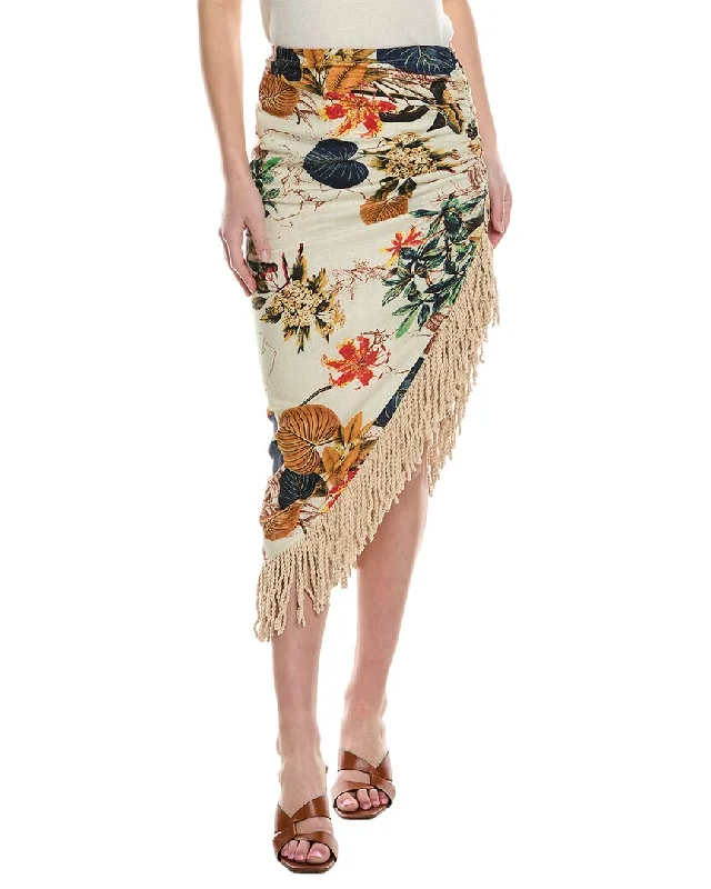 Just Bee Queen Mallorca Linen-Blend Midi Skirt